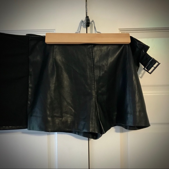 Studded Vegan Leather Skorts - Picture 2 of 3